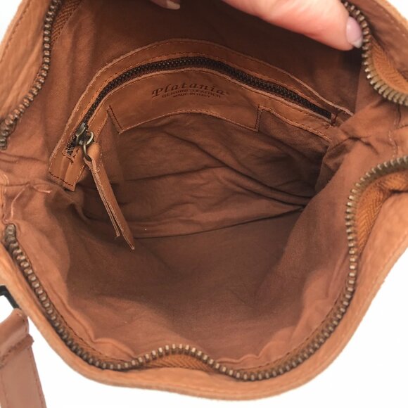 Platania Tan Leather Studded Crossbody Bag - Picture 10 of 11
